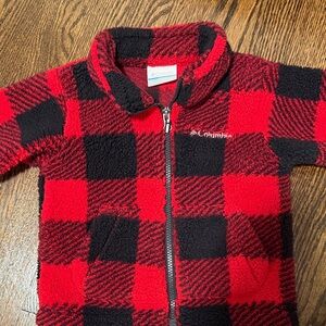 Kids Columbia Red and Black Checkered Fleece Jacket